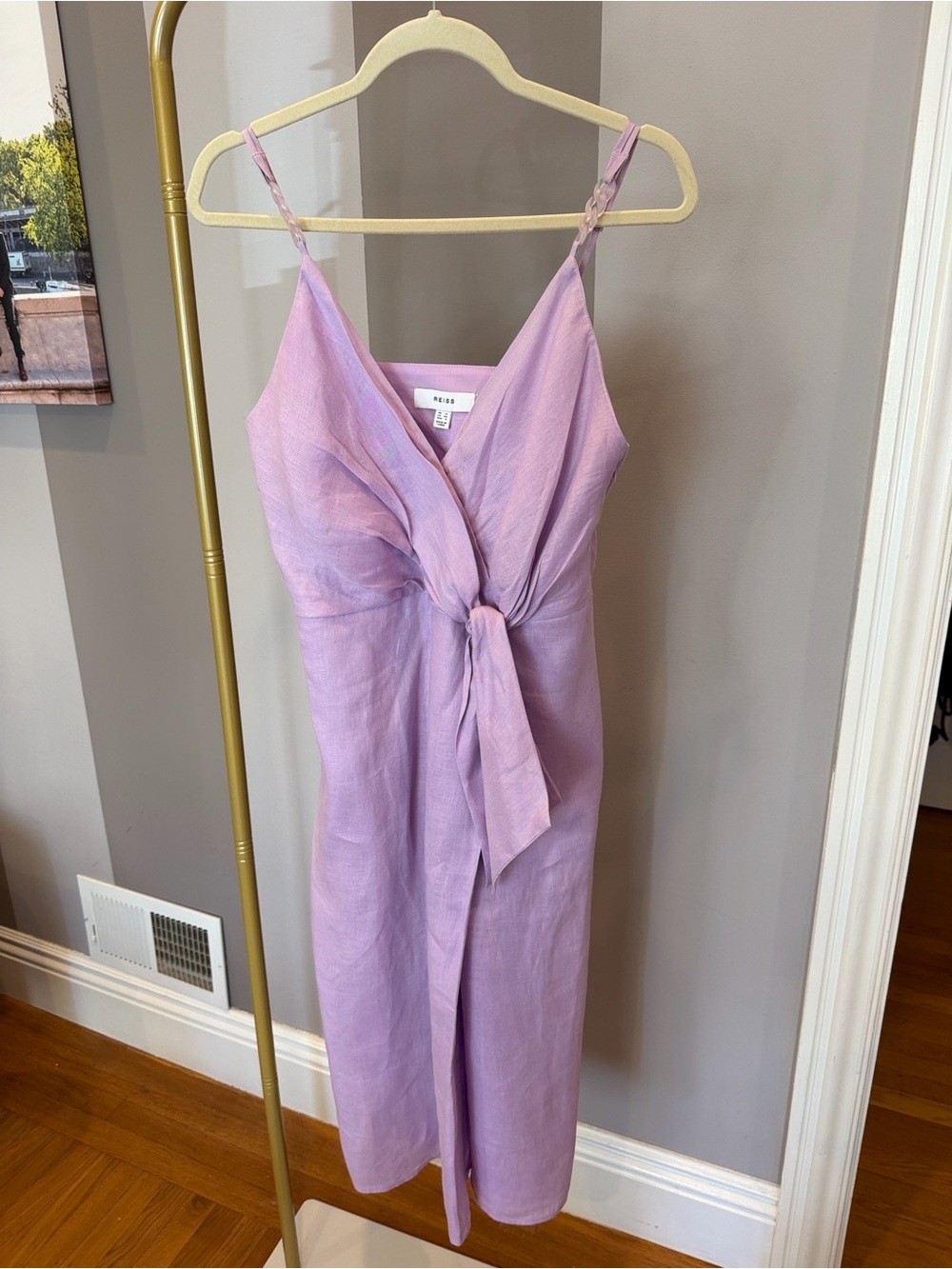 LAST WEEK! FINAL MARKDOWN! Reiss Esme Lilac Wrap Midi Dress - Picture 5 of 9
